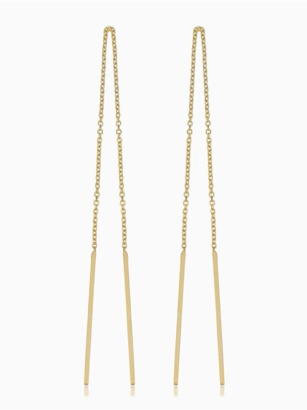 Real 14k Gold Threader Bar Drop Earrings | Fine Jewelry Celebrity Stylist Curate